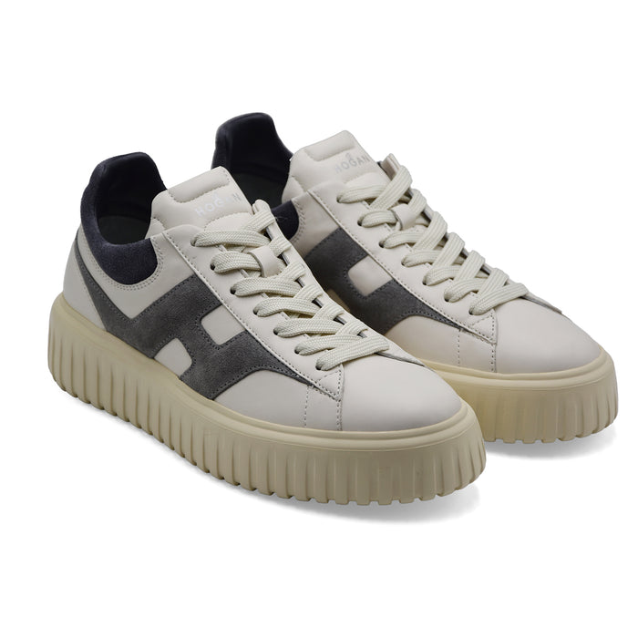 Sneakers Hogan Uomo H-Stripes Avorio Grigio Blu Stile Iconico