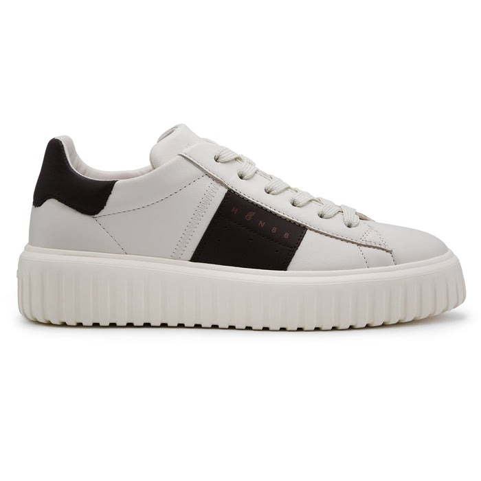Sneakers Hogan H-Stripes Uomo Color Avorio Con Dettagli Marroni