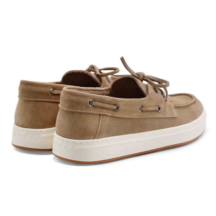 Hogan Scarpe Da Barca Uomo H668 In Vera Pelle Scamosciata Beige