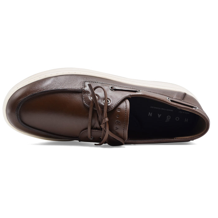 Scarpe Da Barca Hogan Uomo H668 Pelle Di Qualità Testa Di Moro