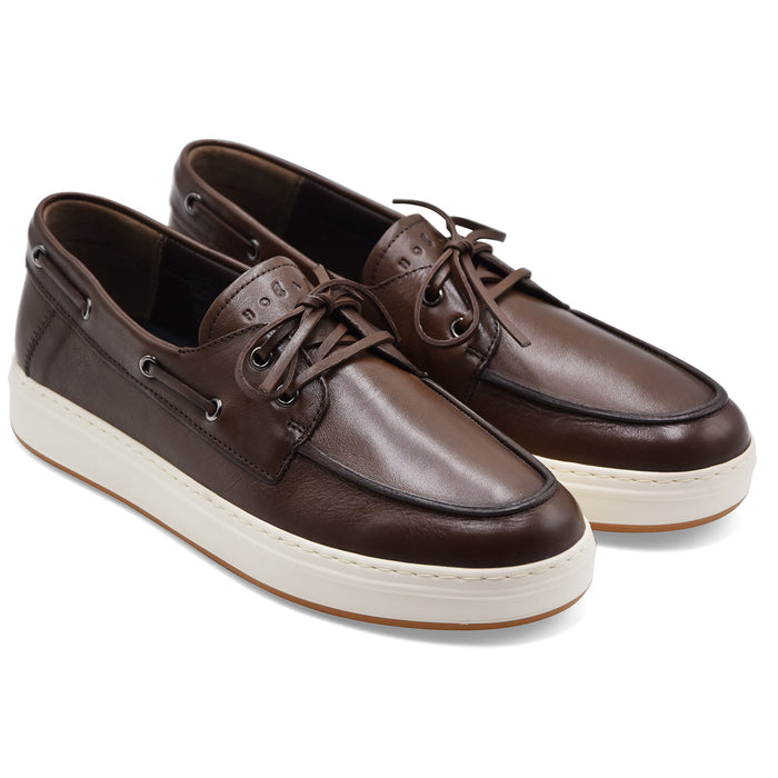 Scarpe Da Barca Hogan Uomo H668 Pelle Di Qualità Testa Di Moro