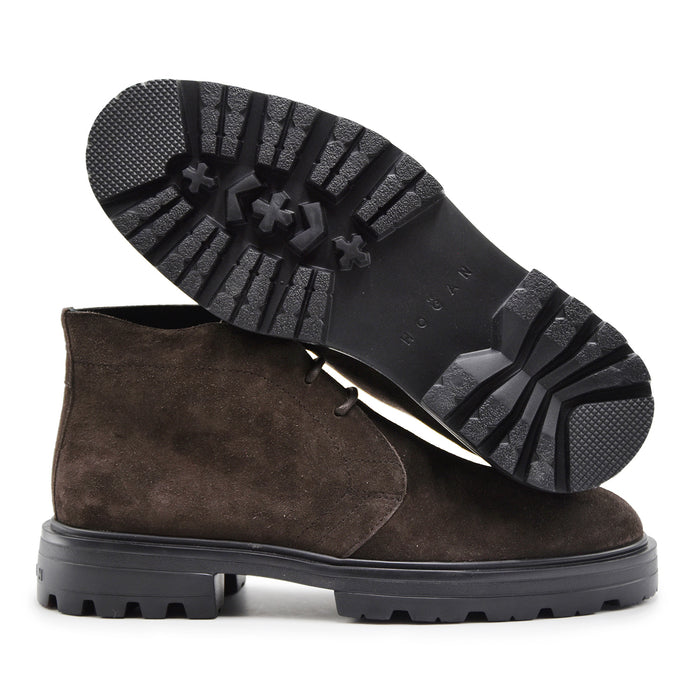 Polacchini Hogan H673 Uomo Pelle Scamosciata Marrone Essenziale