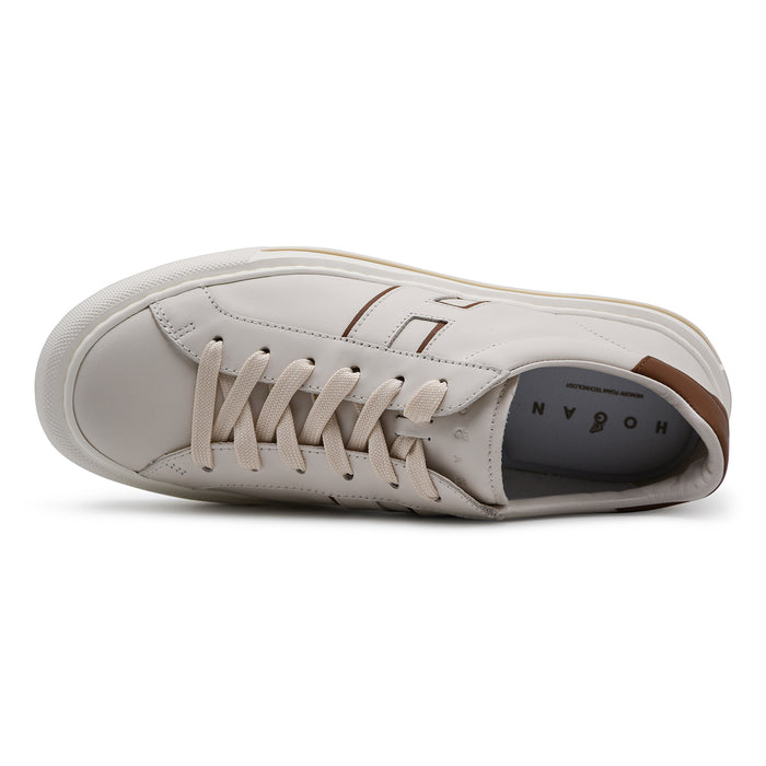 Sneakers Hogan Uomo H691 Morbida Pelle Bianco Tallone Marrone