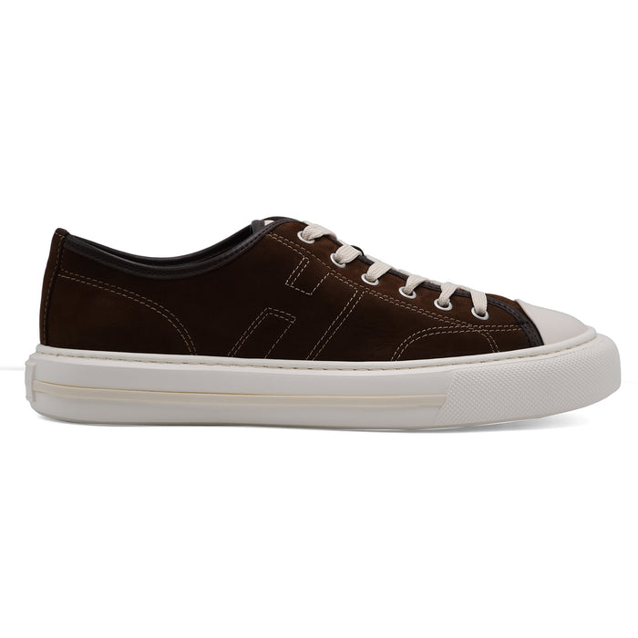 Hogan Sneakers Uomo Camoscio Marrone H691 ALLACCIATO H CUCITURE