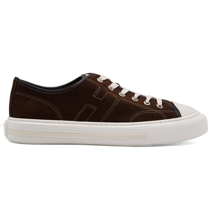 Hogan Sneakers Uomo Camoscio Marrone H691 ALLACCIATO H CUCITURE