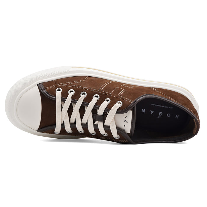Hogan Sneakers Uomo Camoscio Marrone H691 ALLACCIATO H CUCITURE