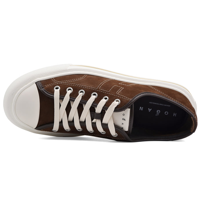 Hogan Sneakers Uomo Camoscio Marrone H691 ALLACCIATO H CUCITURE