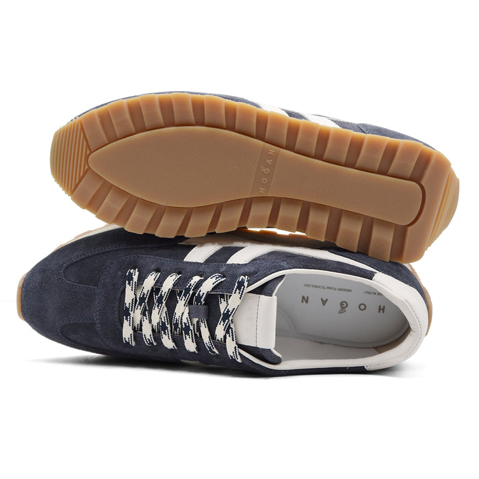 Sneakers Hogan 86er Uomo Suede Blu Navy Con Suola Extralight
