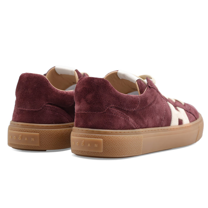 Sneakers Hogan Crosswind Uomo Suede Bordeaux Con Suola Chunky