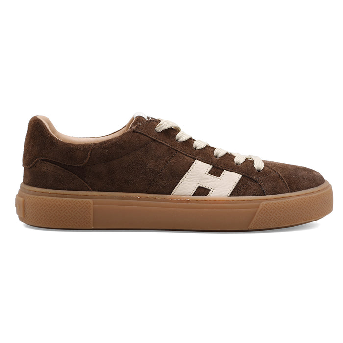 Sneakers Hogan Crosswind Uomo Design Suede Marrone Testa Moro