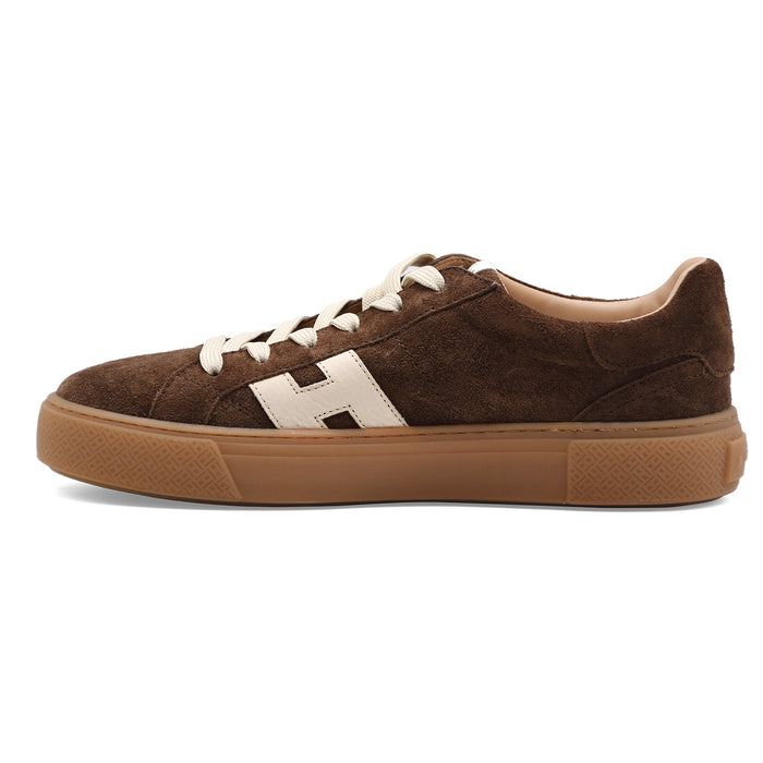 Sneakers Hogan Crosswind Uomo Design Suede Marrone Testa Moro