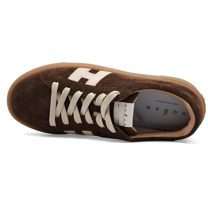 Sneakers Hogan Crosswind Uomo Design Suede Marrone Testa Moro