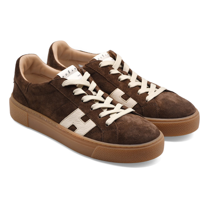Sneakers Hogan Crosswind Uomo Design Suede Marrone Testa Moro