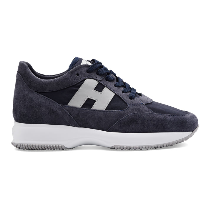 Hogan Men's Sneakers Iconic INTERACTIVE Blue Suede