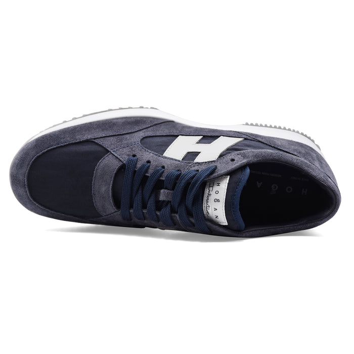 Hogan Men's Sneakers Iconic INTERACTIVE Blue Suede