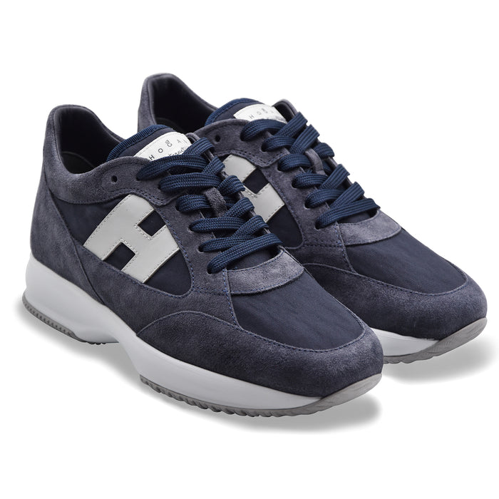 Hogan Men's Sneakers Iconic INTERACTIVE Blue Suede