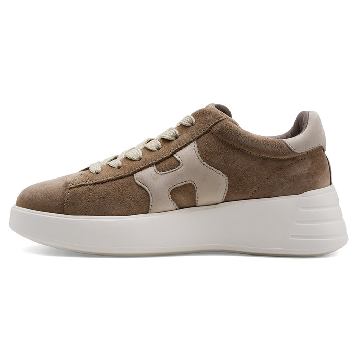 Sneakers Hogan Donna In Camoscio Beige REBEL H562 ALLACCIATO H