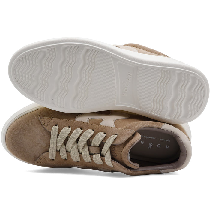Sneakers Hogan Donna In Camoscio Beige REBEL H562 ALLACCIATO H