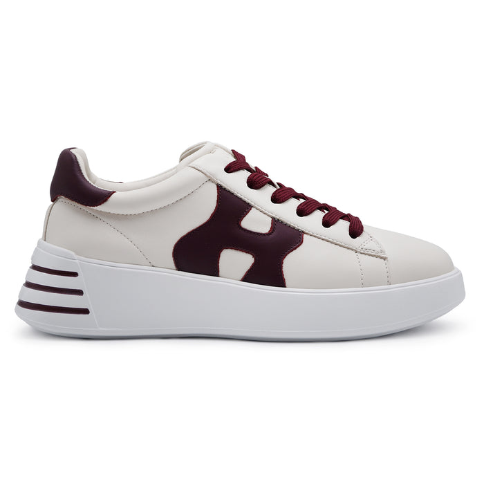 Sneakers Hogan Rebel Donna Avorio Dettagli Bordeaux H Ondulata