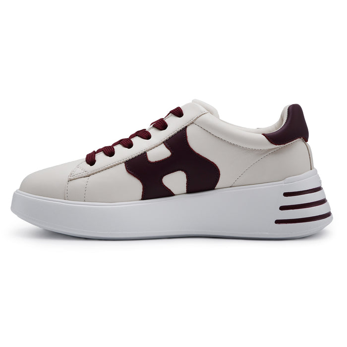 Sneakers Hogan Rebel Donna Avorio Dettagli Bordeaux H Ondulata