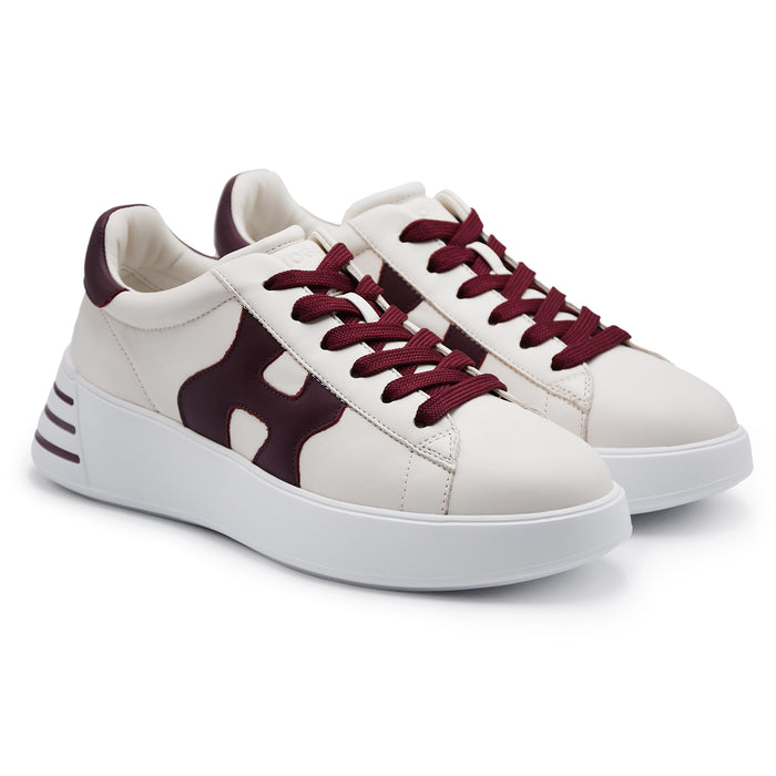 Sneakers Hogan Rebel Donna Avorio Dettagli Bordeaux H Ondulata