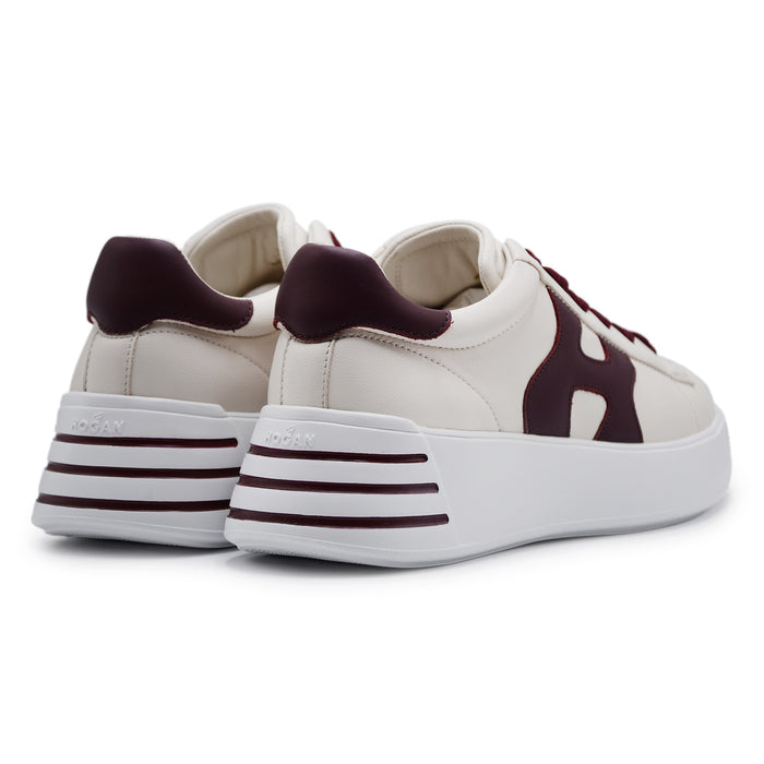 Sneakers Hogan Rebel Donna Avorio Dettagli Bordeaux H Ondulata