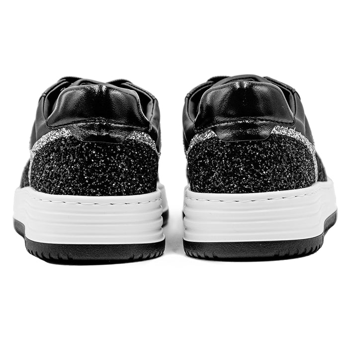 Sneakers Donna H630 Nero E Argento Con Righe Sfumate Nella Suola