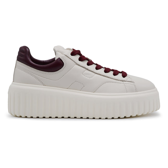 Sneakers Hogan H-Stripes Donna Nappa Avorio Dettagli Bordeaux