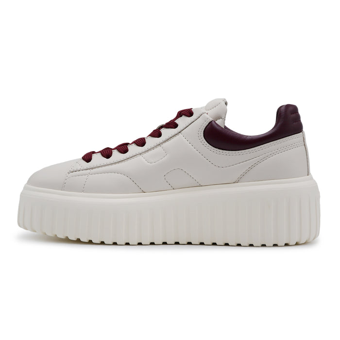 Sneakers Hogan H-Stripes Donna Nappa Avorio Dettagli Bordeaux