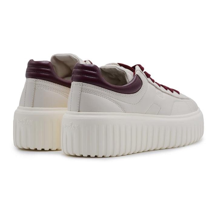 Sneakers Hogan H-Stripes Donna Nappa Avorio Dettagli Bordeaux