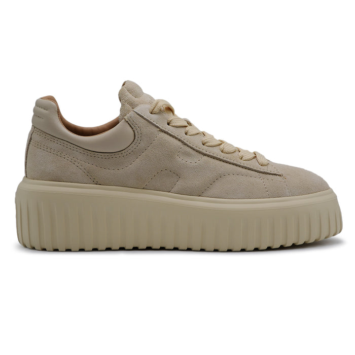 Sneakers Hogan H-Stripes Donna Suede Beige Con Suola Extralight