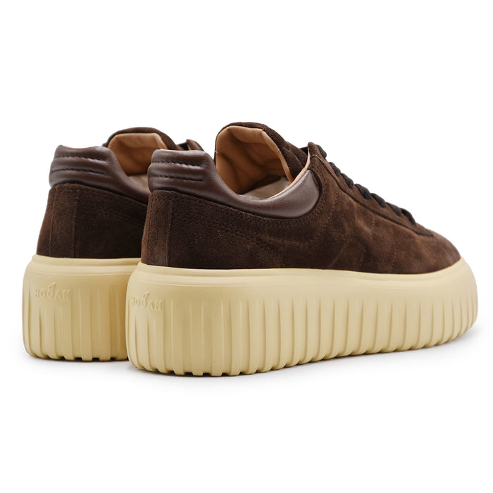 Sneakers Hogan H-Stripes Donna Camoscio Marrone Suola Extralight