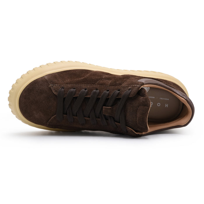 Sneakers Hogan H-Stripes Donna Camoscio Marrone Suola Extralight