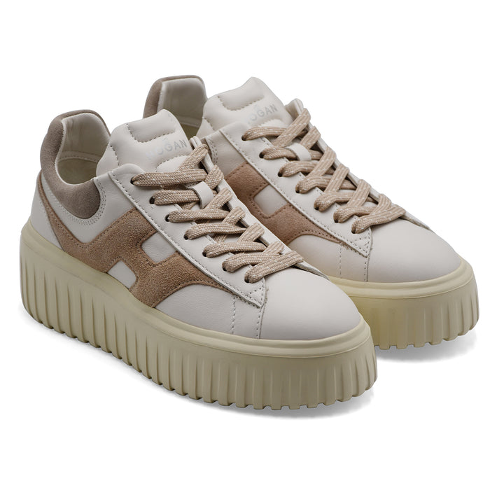 Sneakers Hogan H-Stripes Donna Avorio Beige Suola Extralight