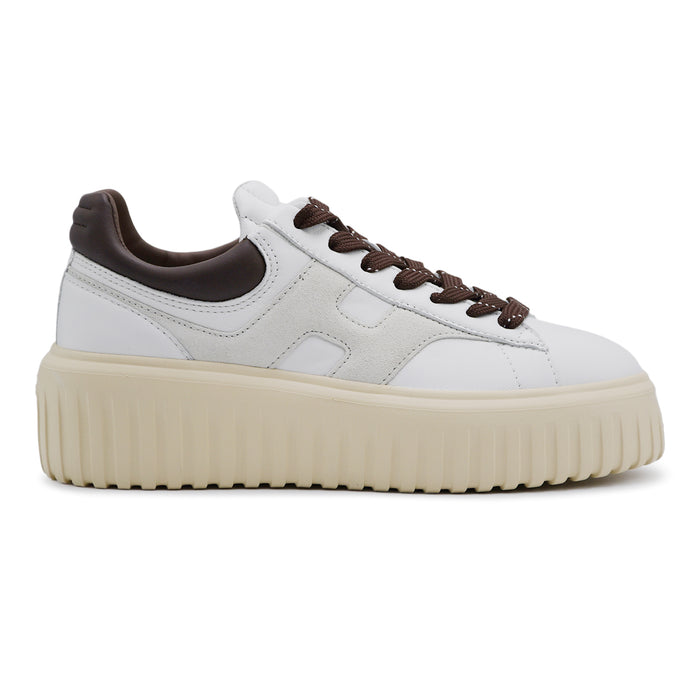 Sneakers Hogan H-Stripes Donna Bianco In Pelle Suola Extralight