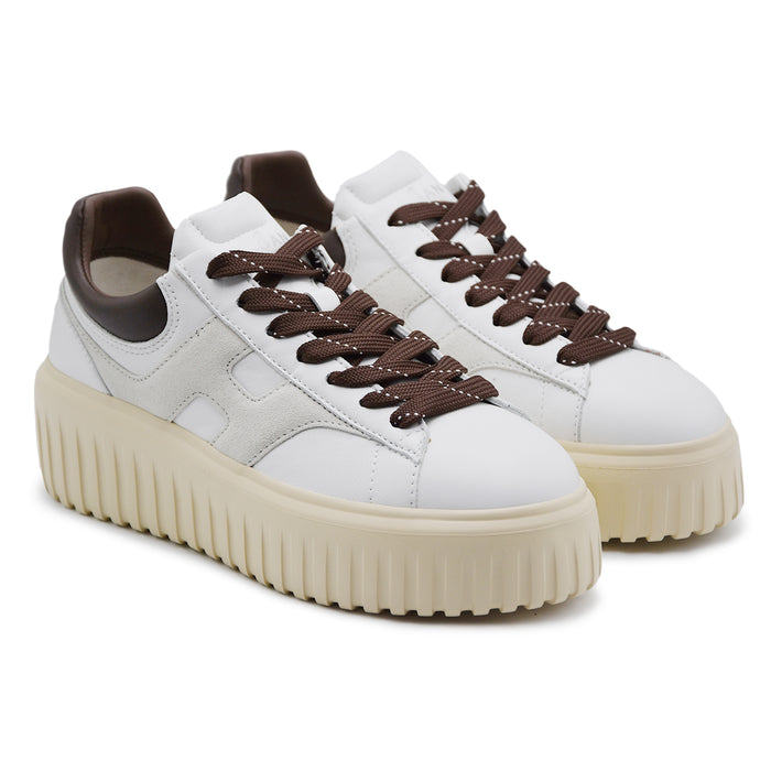 Sneakers Hogan H-Stripes Donna Bianco In Pelle Suola Extralight