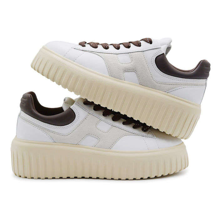 Sneakers Hogan H-Stripes Donna Bianco In Pelle Suola Extralight