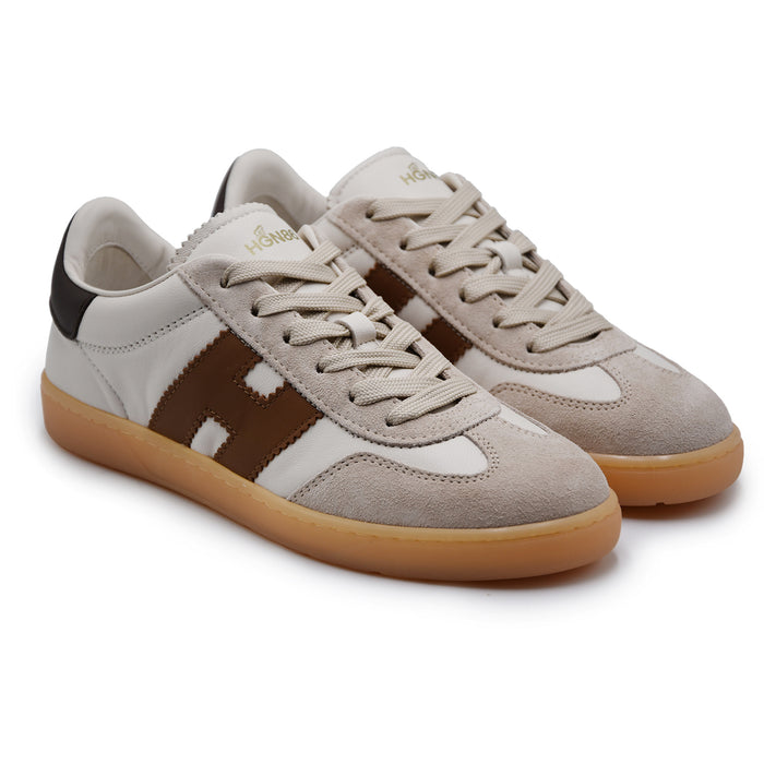 Sneakers Hogan Cool Donna Avorio Beige Marrone Look Raffinato