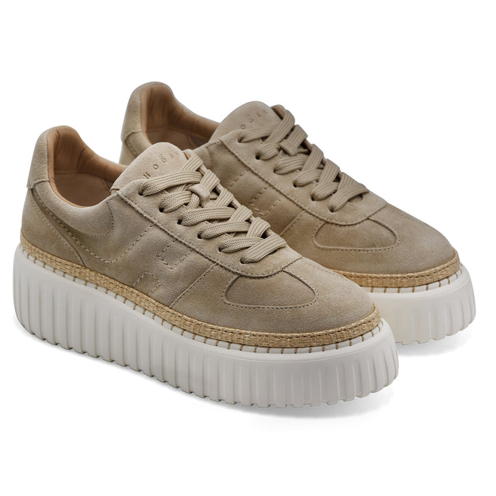 Sneakers Hogan H-Stripes Donna Avorio Beige Suola Extralight