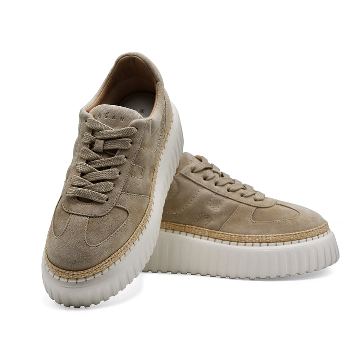 Sneakers Hogan H-Stripes Donna Avorio Beige Suola Extralight