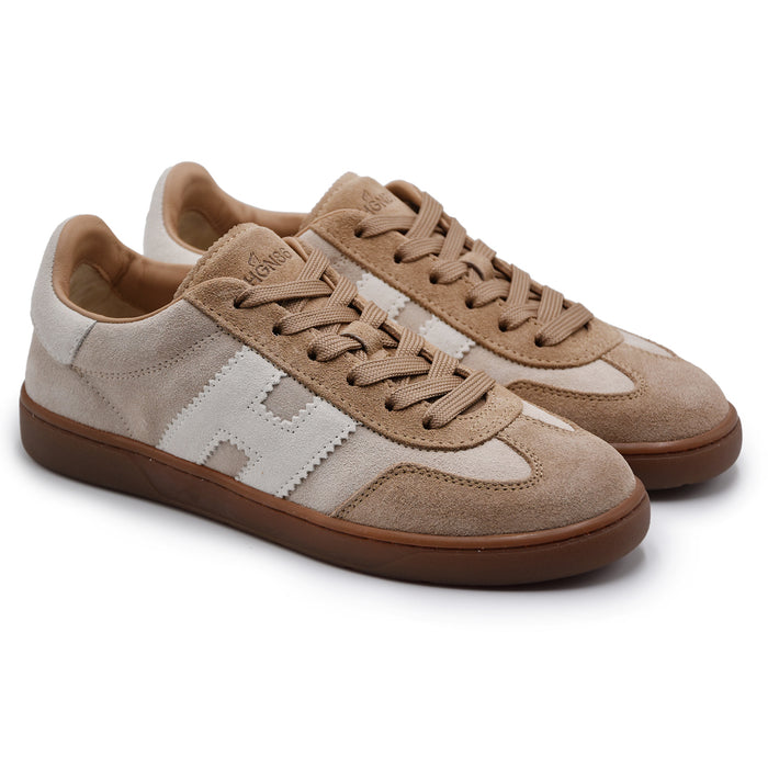 Sneakers Hogan Cool Donna Pelle Scamosciata Chic Beige Marrone
