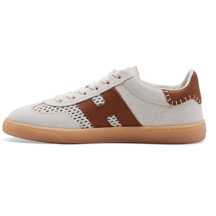 Sneakers Donna Hogan Cool Pelle Scamosciata Avorio Piccoli Fori