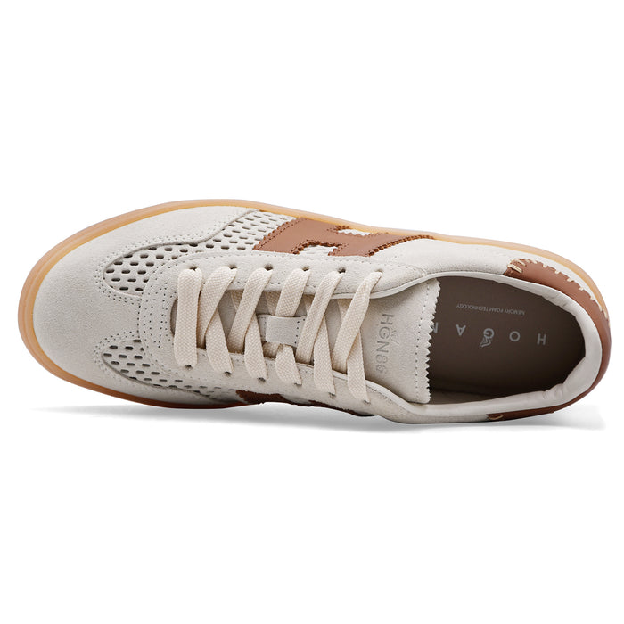 Sneakers Donna Hogan Cool Pelle Scamosciata Avorio Piccoli Fori