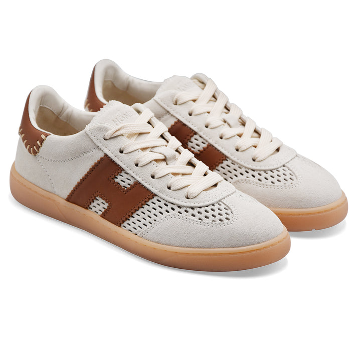 Sneakers Donna Hogan Cool Pelle Scamosciata Avorio Piccoli Fori