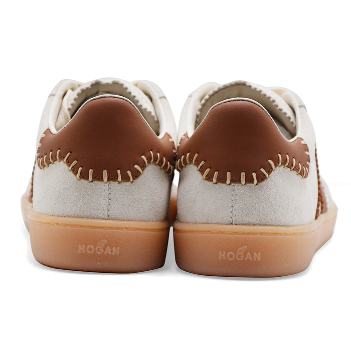 Sneakers Donna Hogan Cool Pelle Scamosciata Avorio Piccoli Fori