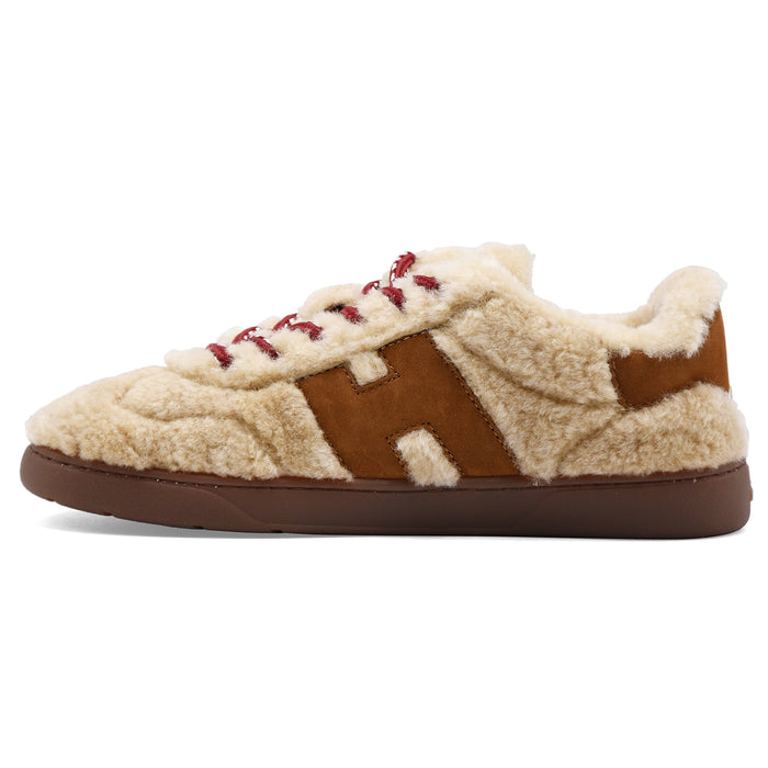 Hogan Cool Sneakers Donna Teddy Confortevole Con Pelle Beige