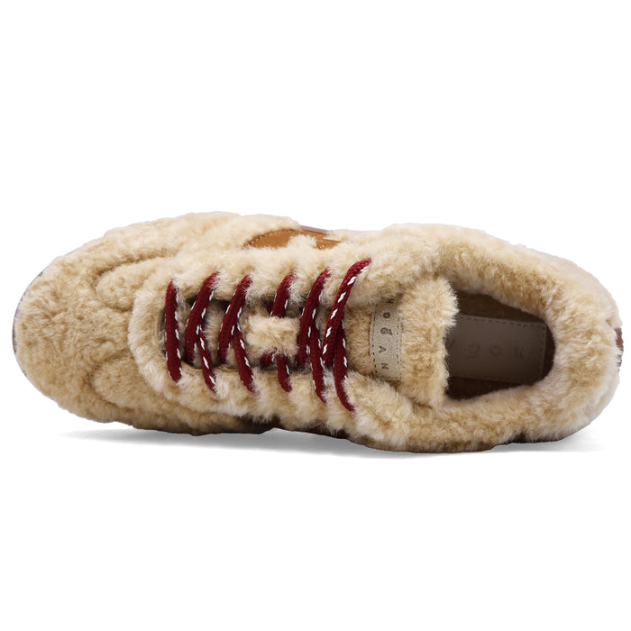 Hogan Cool Sneakers Donna Teddy Confortevole Con Pelle Beige