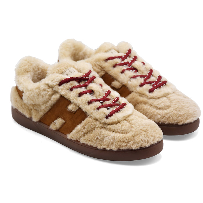 Hogan Cool Sneakers Donna Teddy Confortevole Con Pelle Beige