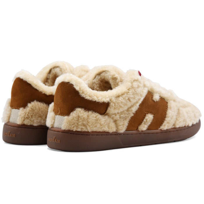 Hogan Cool Sneakers Donna Teddy Confortevole Con Pelle Beige