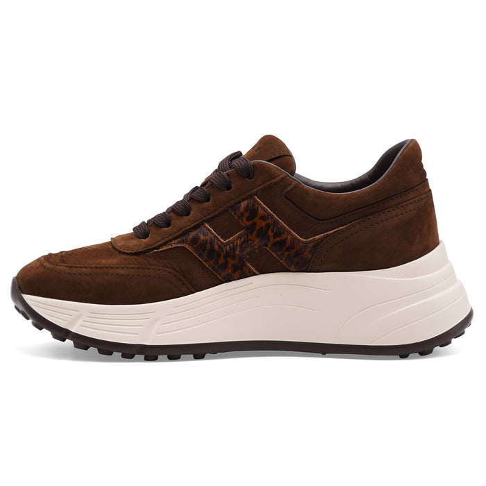 Sneakers Hogan Hi-Fi H669 Donna Marrone Maxi H Effetto Animalier